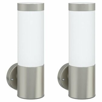 Buitenwandlampen 2 st IP44 roestvrijstaal zilverkleurig 2