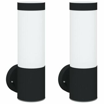 Buitenwandlampen 2 st IP44 roestvrijstaal zwart 2
