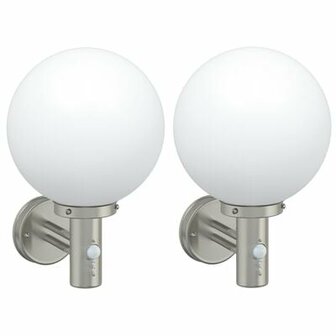 Buitenwandlampen met sensor 2 stuks Zilver RVS IP44 2
