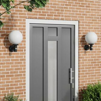 Buiten Wandlampen met Sensor 2 stuks Zwart RVS IP44 1
