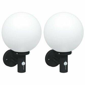 Buiten Wandlampen met Sensor 2 stuks Zwart RVS IP44 2