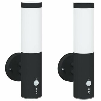 Buitenwandlamp met sensor 2 stuks Zwart RVS IP44 2