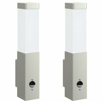 Buitenwandlampen met sensor 2 stuks Zilver Roestvrij staal IP44 2