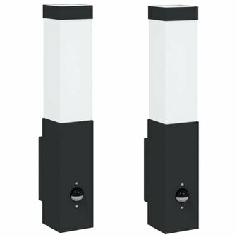 Buiten Wandlampen met Sensor 2 stuks Zwart RVS IP44 2