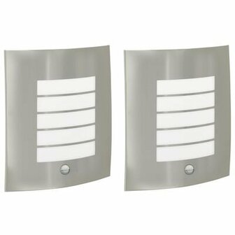 Buitenwandlampen met Sensor 2 stuks Zilver Roestvrij staal IP44 2