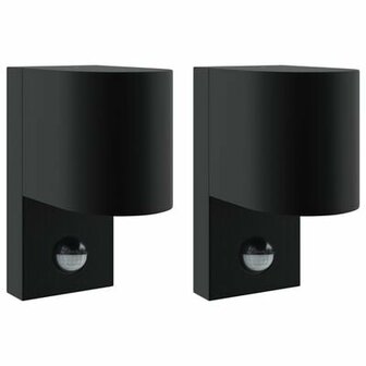 Buiten Wandlampen met Sensor 2 stuks Zwart RVS IP44 2