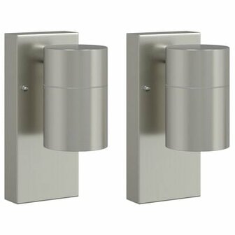 Buitenwandlampen 2 stuks Zilver Roestvrij staal IP44 2