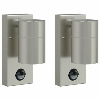Buitenwandlampen met sensor 2 stuks Zilver Roestvrijstaal IP44 2