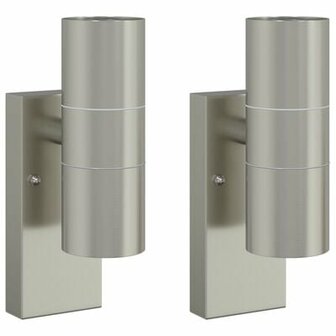 Buiten Wandlampen 2 stuks Zilver Roestvrijstaal IP44 2