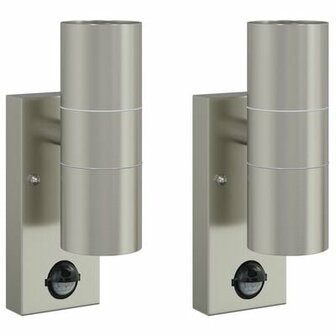 Buiten Wandlampen met Sensor 2 stuks Zilver Roestvrij staal IP44 2