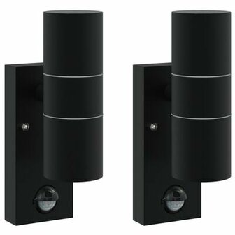 Buitenwandlampen met Sensor 2 stuks Zwart RVS IP44 2