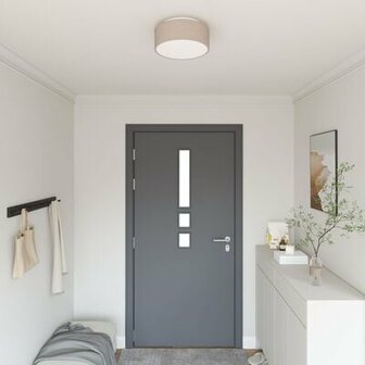 plafondlamp inbouw taupe 30 cm stof E27 1