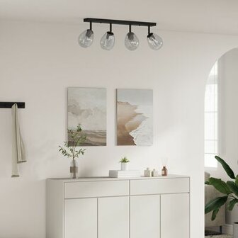 Plafondlamp met verstelbare glazen lampenkap Anthraciet E27 1