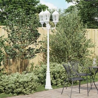 Tuinlampenpaal 3-Lamp E27 Wit 235 cm Aluminium 1