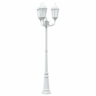 Tuinlampenpaal 3-Lamp E27 Wit 235 cm Aluminium 2