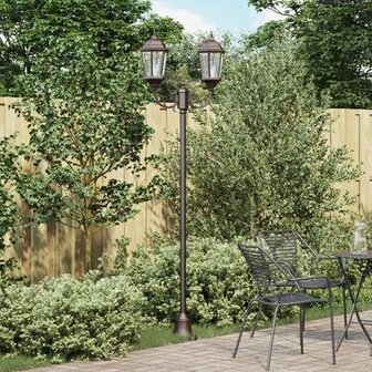 Tuinlichtpaal 2-Lamp E27 Brons 220 cm Aluminium 1