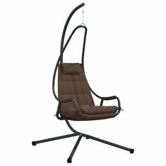 Hangstoel met Stand en Kussen Koffie Staal 2