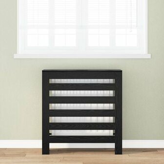 Radiator Cover Zwart Eiken 78x20x82 cm Bewerkt Hout 1