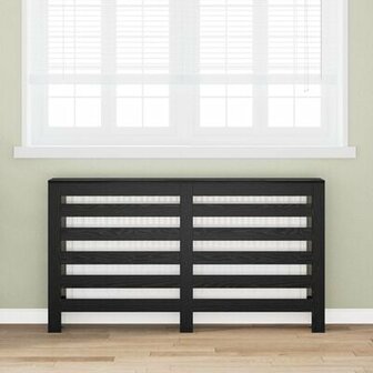 Radiator Cover Zwart Eiken 149x20x82 cm Geglansd Hout 1