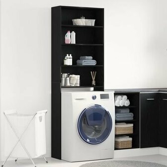 Wasmachinekast 64x24x190 cm bewerkt hout zwart eikenkleurig 1