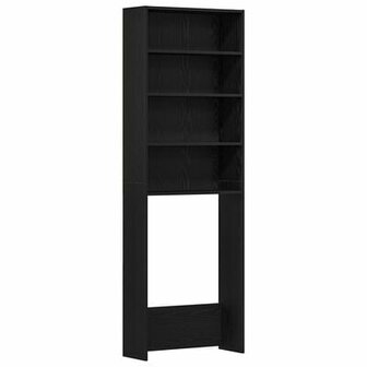 Wasmachinekast 64x24x190 cm bewerkt hout zwart eikenkleurig 2