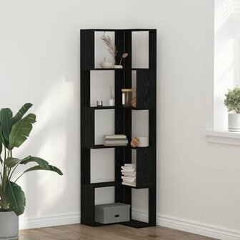 Hoekboekenkast 5-Tier Zwarte Eik 50x50x179 cm Bewerkt Hout 1
