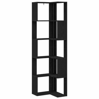 Hoekboekenkast 5-Tier Zwarte Eik 50x50x179 cm Bewerkt Hout 2