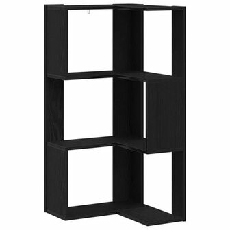 Hoekboekenkast 3-laags 50x50x102 cm hout zwart eikenkleur 2