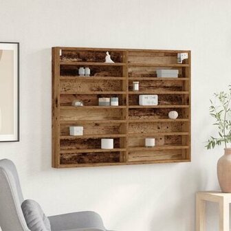 Vitrinekast 100x8,5x75 cm bewerkt hout oud houtkleurig 1