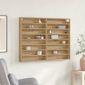 Vitrinekast 100x8,5x75 cm bewerkt hout artisanaal eiken 1