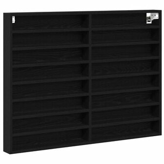 Vitrinekast 100x8,5x75 cm bewerkt hout zwart eikenkleurig 2