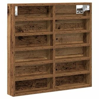 Vitrinekast 60x8,5x58 cm bewerkt hout oud houtkleurig 2