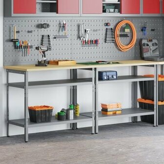 2-delige Werkbankset staal grijs 1