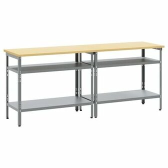 2-delige Werkbankset staal grijs 2