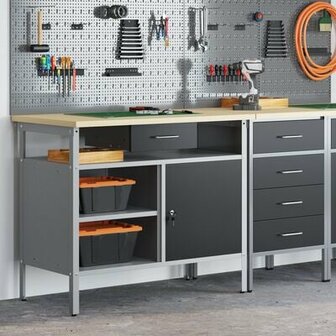 Werkbank met Vergrendelbare Deur Zwart 100x55x85 cm Staal 1
