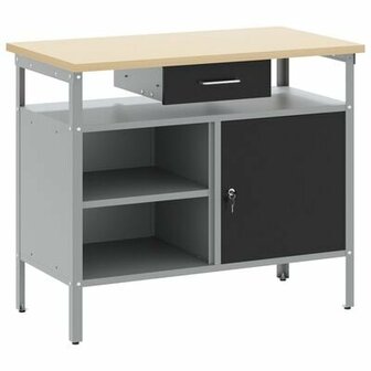 Werkbank met Vergrendelbare Deur Zwart 100x55x85 cm Staal 2