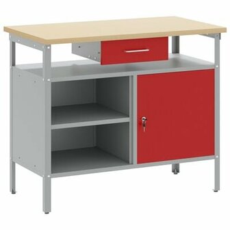 Werkbank met Slotdeur Rood 100x55x85 cm Staal 2