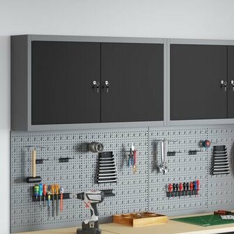 Gereedschapskast Wandmontage Zwart 100x20x55 cm Staal 1
