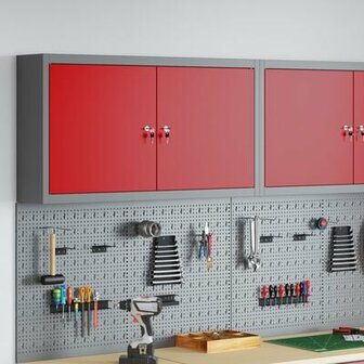 Gereedschapskast Muurbevestiging Rood 100x20x55 cm Staal 1