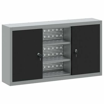 Gereedschapskast Muurbevestigd met Pegboard Zwart 100x20x55 cm Staal 2