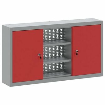 Gereedschapskast Wandbevestiging met Pegboard Rood 100x20x55 cm Staal 2