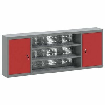 Gereedschapskast Muurbevestiging met Pegboard Rood 150x20x55 cm Staal 2