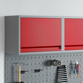 Muurbevestigde Gereedschapskast met Gas-Lift Deur in Rood, 50x25x35 cm 1