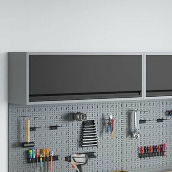 Muurbevestigde Gereedschapskast met Gas-Lift Deur Zwart 100x25x35 cm 1