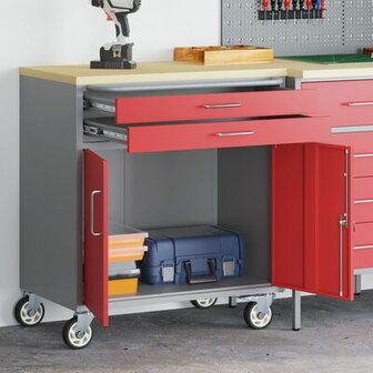 Gereedschapskast met Wielen en Vergrendelbaar Rood 75x45x85 cm Staal 1