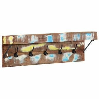Kapstok met Plank Wandgemonteerd Van Massief Gerecycled Hout en Metaal 2