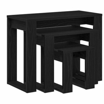 3-delige Tafeltjesset bewerkt hout zwart eikenkleurig 2