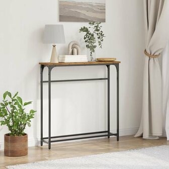 Wandtafel 75x19,5x75 cm bewerkt hout en staal oud houtkleurig 1
