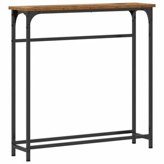 Wandtafel 75x19,5x75 cm bewerkt hout en staal oud houtkleurig 2