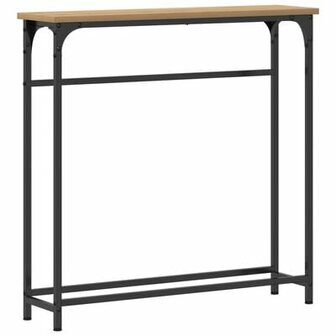 Wandtafel 75x19,5x75 cm bewerkt hout en staal artisanaal eiken 2